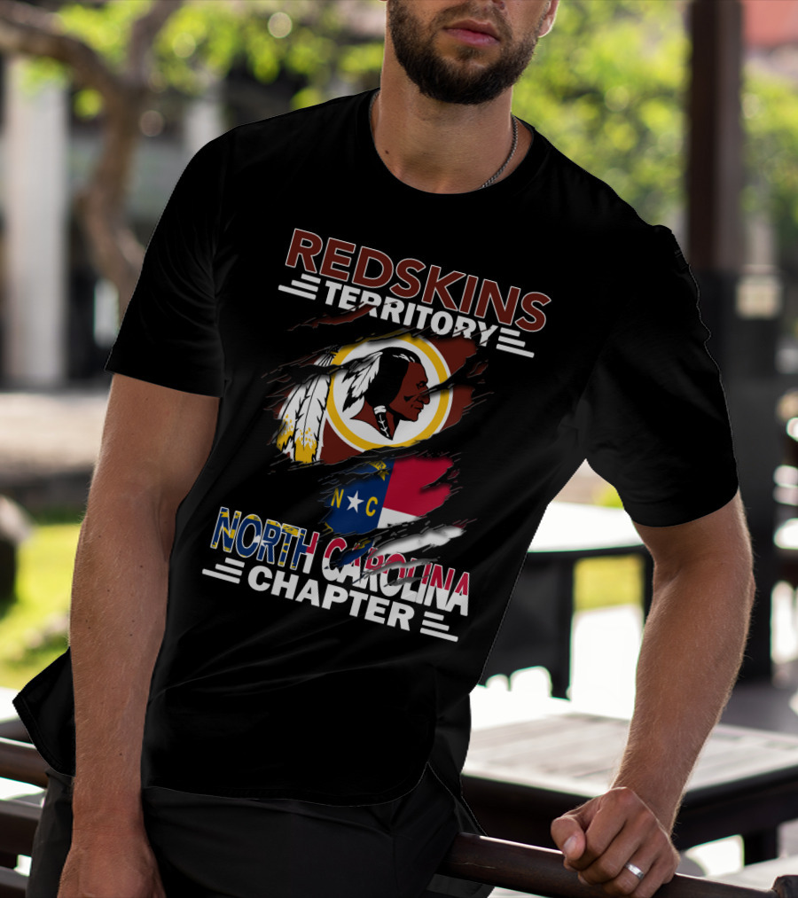 Redskins Territory North Carolina Chapter Redskins Logo With North Carolina Flag T-Shirt