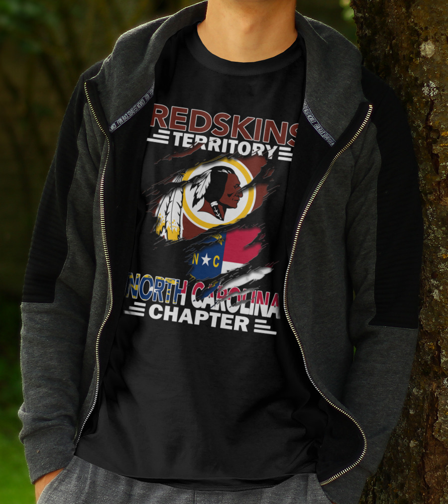 Redskins Territory North Carolina Chapter Redskins Logo With North Carolina Flag T-Shirt
