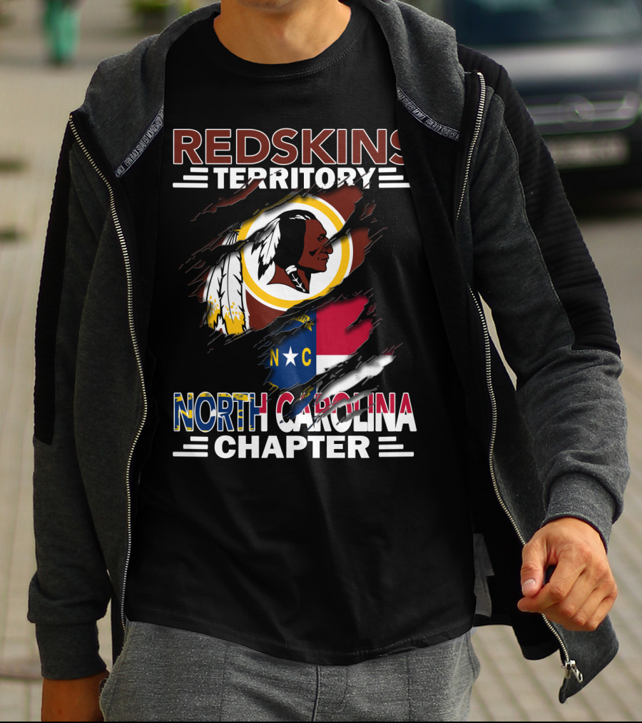 Redskins Territory North Carolina Chapter Redskins Logo With North Carolina Flag T-Shirt