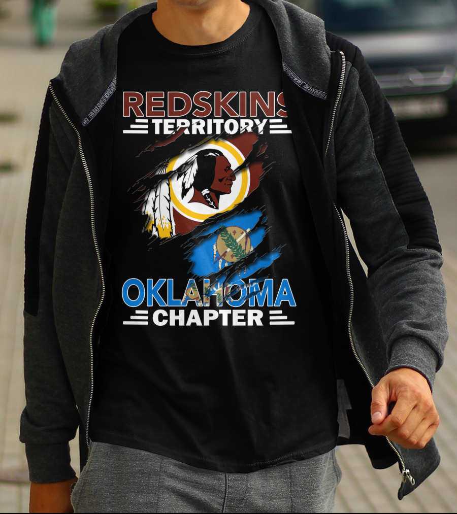 Redskins Territory Oklahoma Chapter Logo With Washington Redskins And Oklahoma Flag Elements T-Shirt