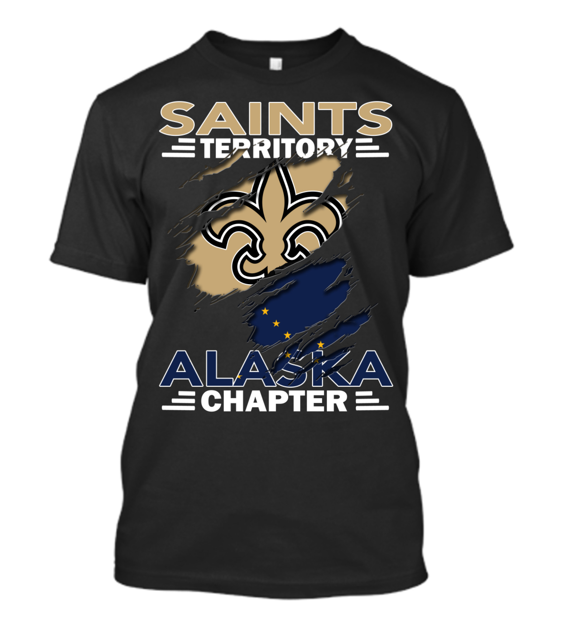 Saints Territory Alaska Chapter Fleur-de-Lis And Alaska Flag T-Shirt
