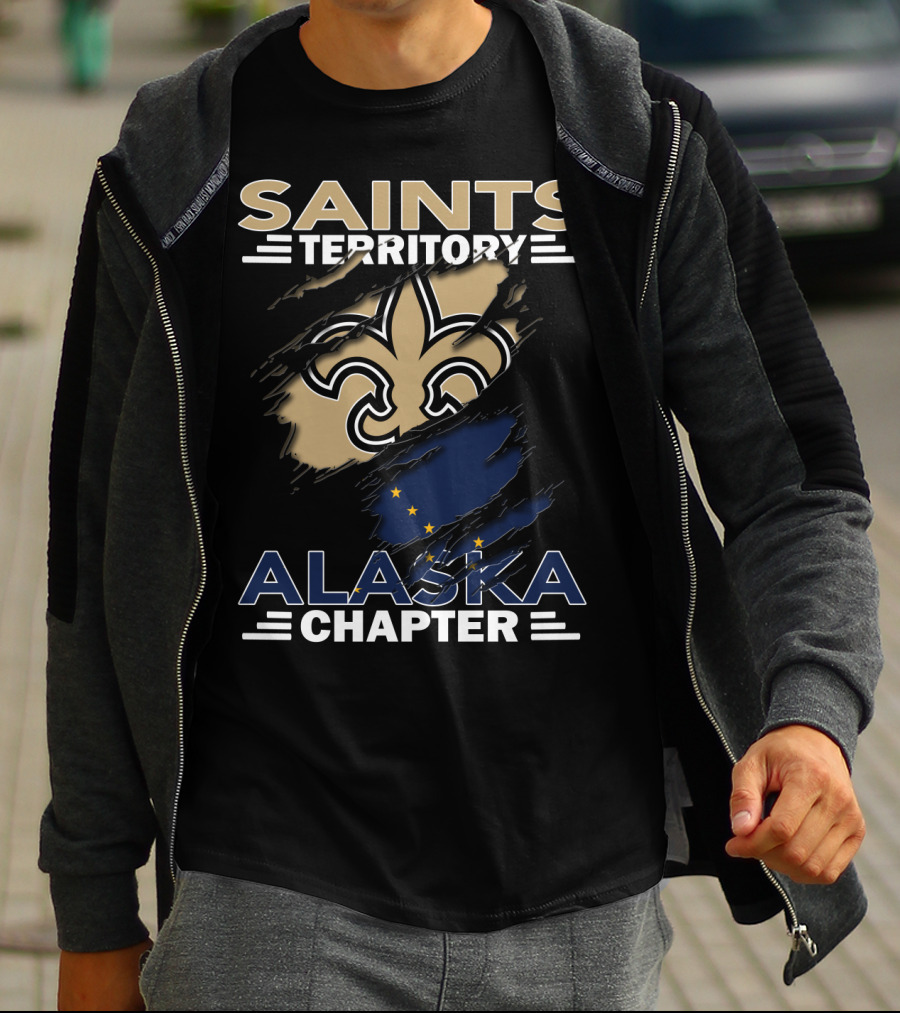 Saints Territory Alaska Chapter Fleur-de-Lis And Alaska Flag T-Shirt