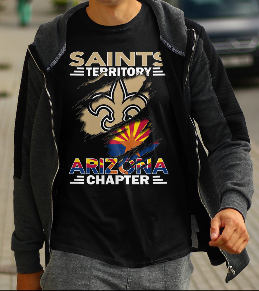 Saints Territory Arizona Chapter Fleur-de-lis And Arizona Flag T-Shirt