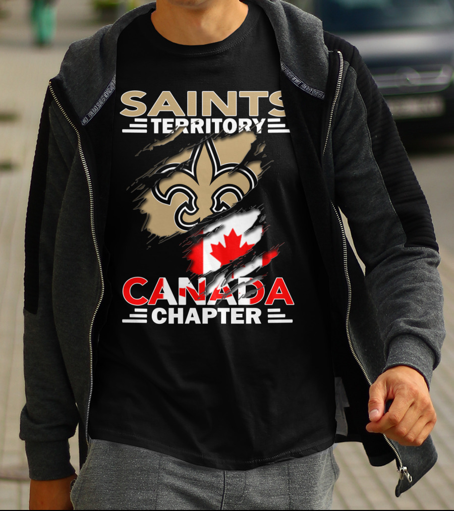 Saints Territory Canada Chapter Fleur-de-Lis And Maple Leaf T-Shirt