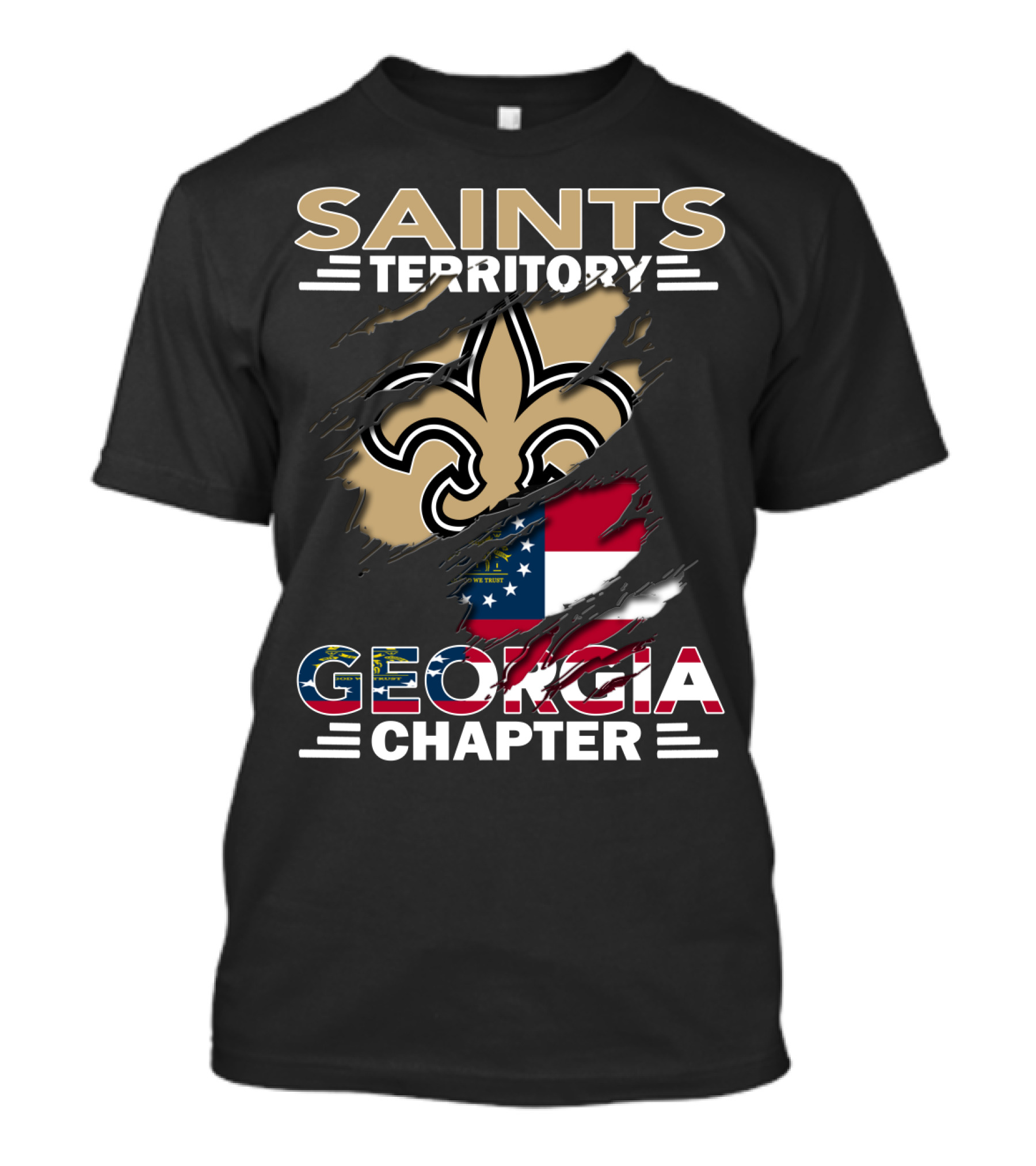 Saints Territory Georgia Chapter Fleur-De-Lis Georgia Flag T-Shirt