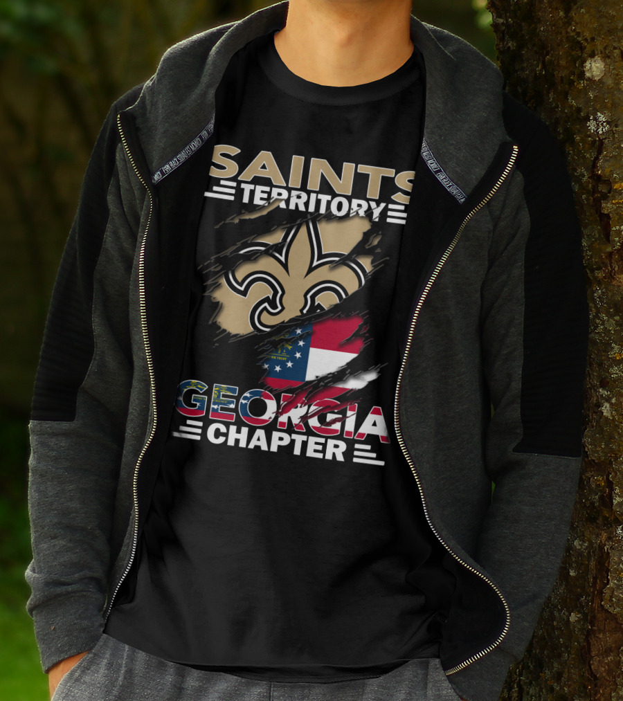 Saints Territory Georgia Chapter Fleur-De-Lis Georgia Flag T-Shirt