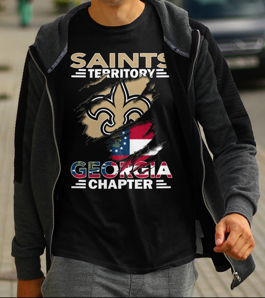 Saints Territory Georgia Chapter Fleur-De-Lis Georgia Flag T-Shirt