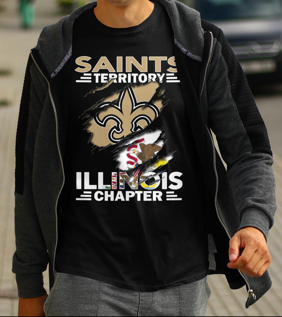 Saints Territory Illinois Chapter Fleur-de-Lis And State Flag T-Shirt