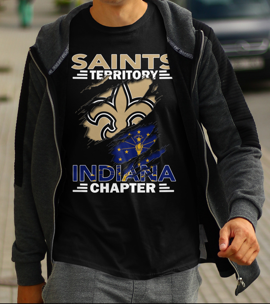 Saints Territory Indiana Chapter Fleur-de-Lis And Indiana Flag Collaboration T-Shirt