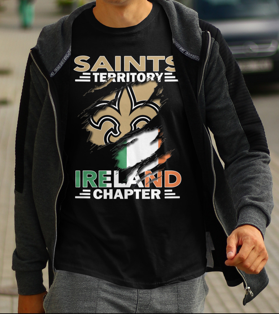 SAINTS TERRITORY IRELAND CHAPTER Fleur-de-Lis With Irish Flag T-Shirt