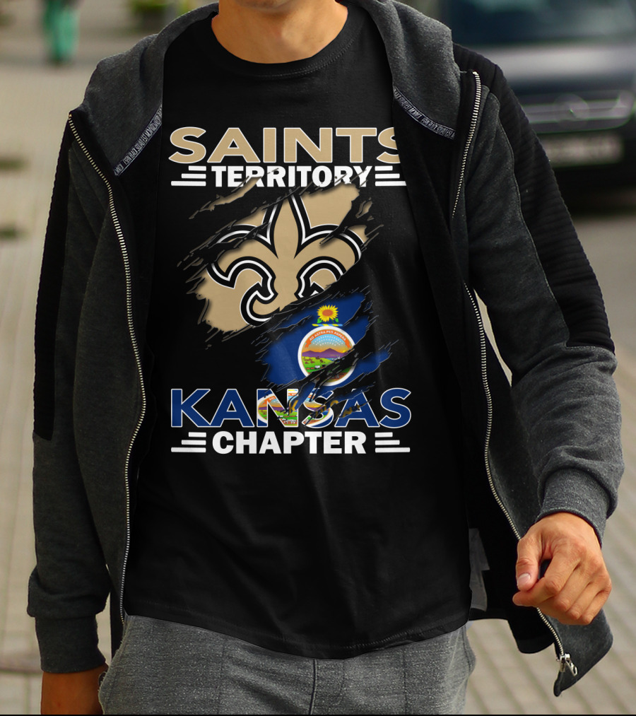 Saints Territory Kansas Chapter Fleur-de-Lis And State Seal Elements T-Shirt