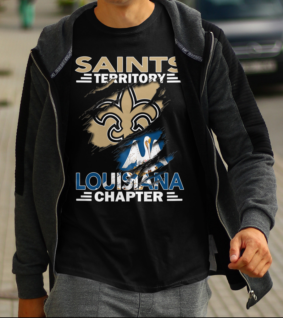 Saints Territory Louisiana Chapter Fleur-de-Lis Pelican Emblem T-Shirt