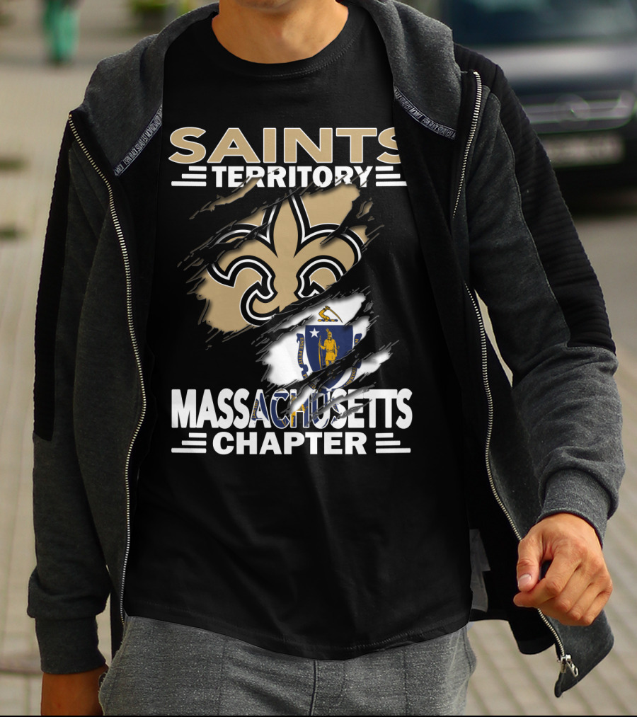 Saints Territory Massachusetts Chapter Fleur-de-Lis And State Seal T-Shirt