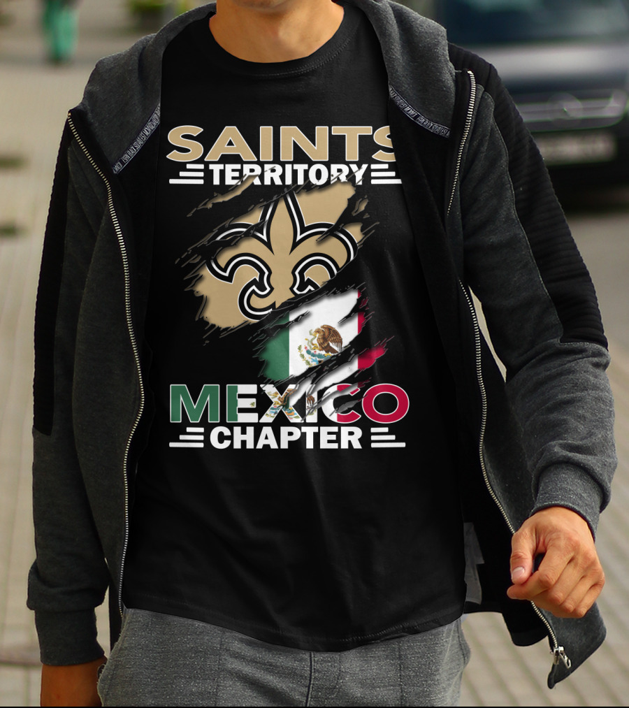 Saints Territory Mexico Chapter Fleur-de-Lis Mexico Flag T-Shirt