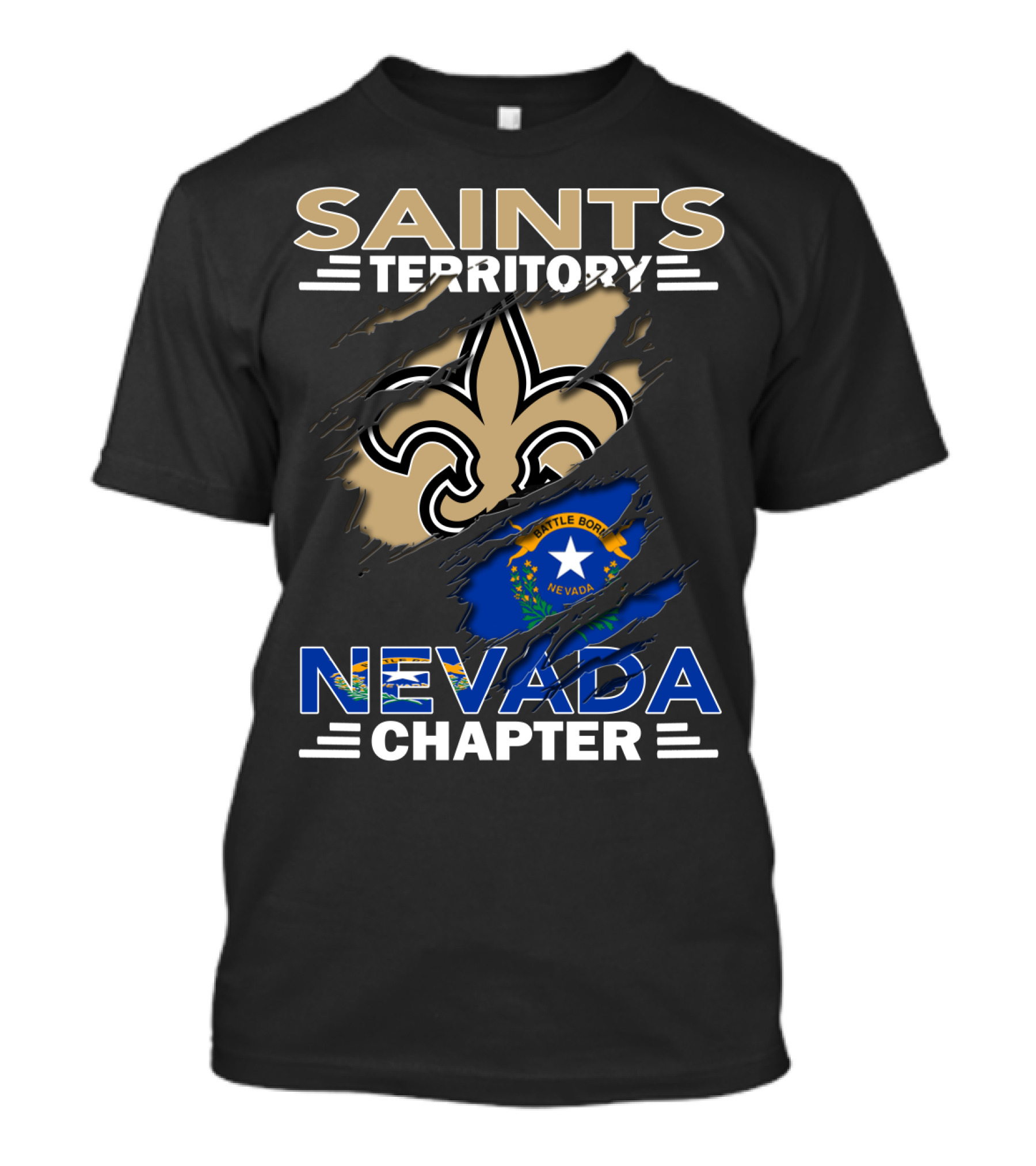 Saints Territory Nevada Chapter Battle Born Fleur-de-Lis Flag T-Shirt