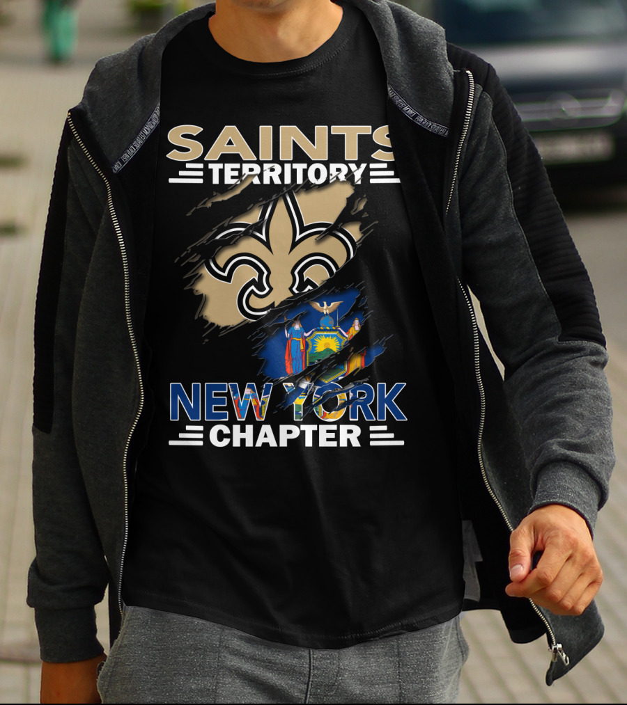 Saints Territory Fleur-de-Lis New York Chapter With New York State Emblem T-Shirt