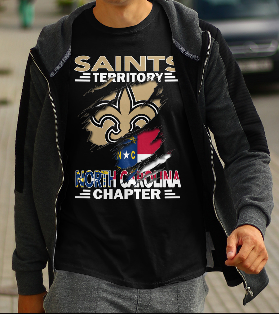 SAINTS TERRITORY NORTH CAROLINA CHAPTER NC FLAG FLEUR DE LIS T-Shirt