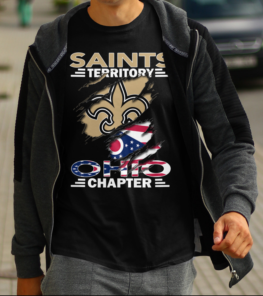 Saints Territory Ohio Chapter Flag And Fleur-de-Lis Ripped T-Shirt