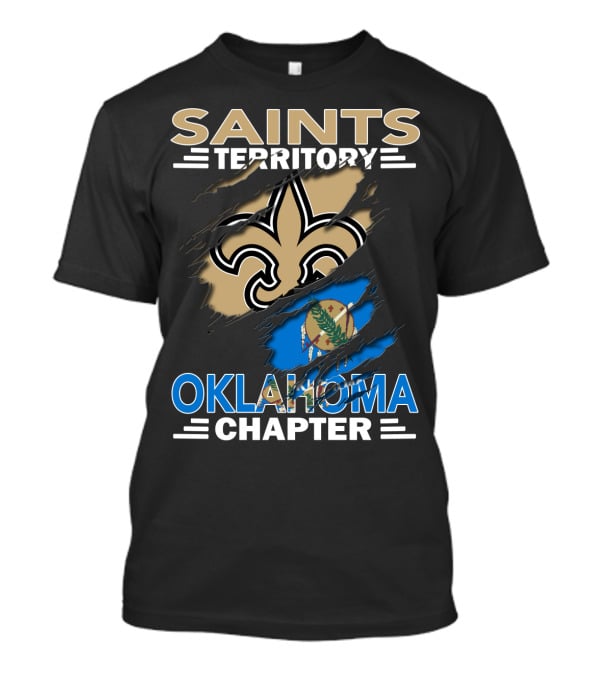 Saints Territory Oklahoma Chapter Fleur-de-Lis And State Flag T-Shirt