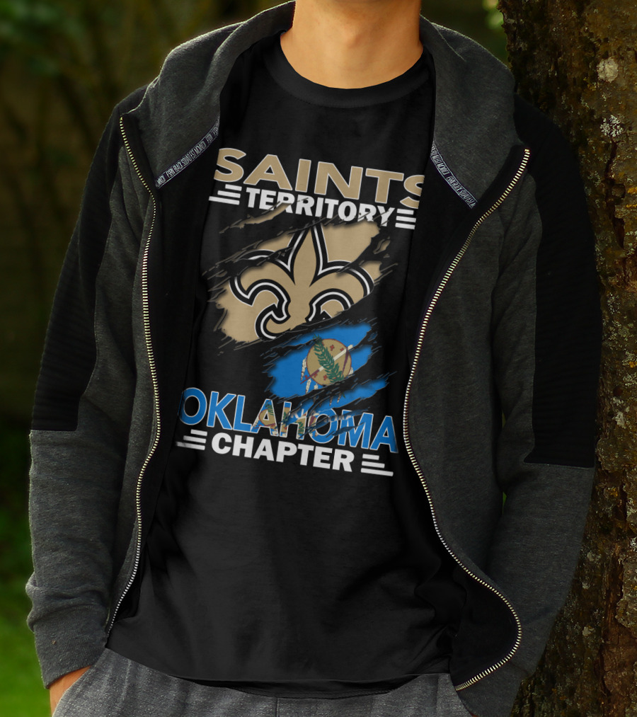 Saints Territory Oklahoma Chapter Fleur-de-Lis And State Flag T-Shirt