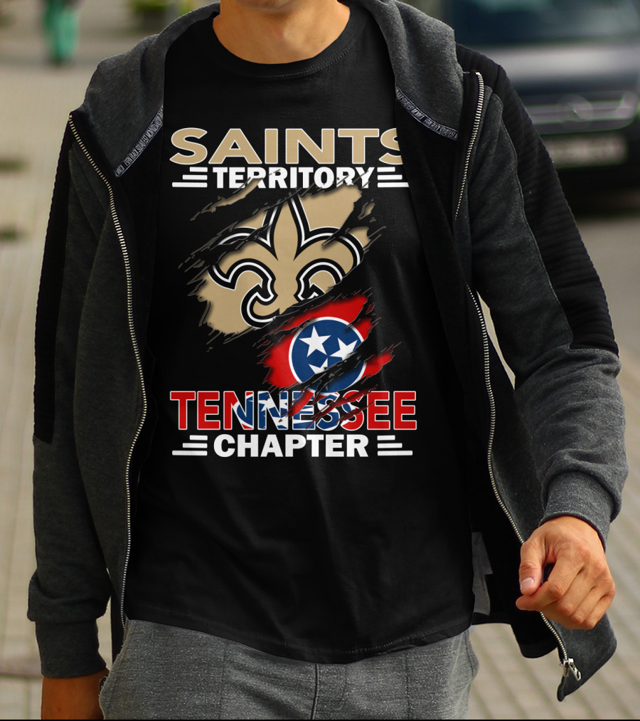 Saints Territory Tennessee Chapter Fleur-de-Lis And Tennessee Flag T-Shirt