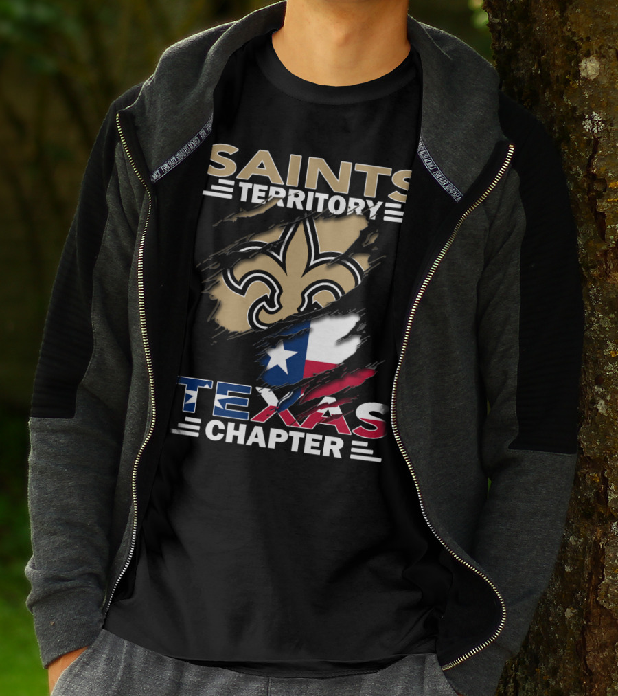 Saints Territory Texas Chapter Fleur-de-Lis And Texas Flag T-Shirt