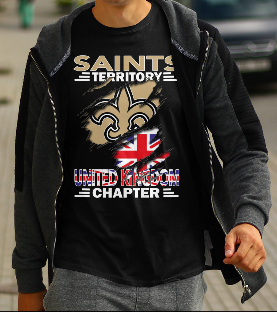 Saints Territory United Kingdom Chapter Fleur-de-lis And Union Jack T-Shirt