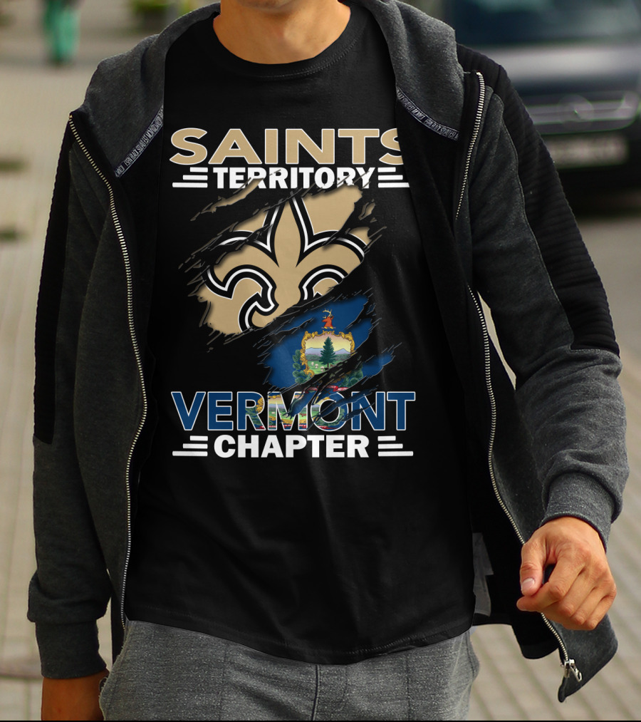 SAINTS TERRITORY VERMONT CHAPTER FLEUR-DE-LIS WITH STATE FLAG T-Shirt