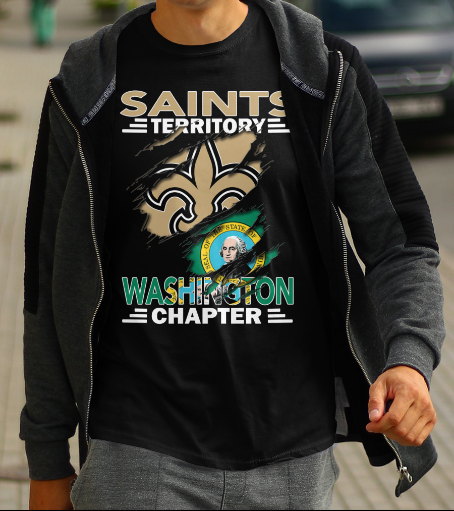 Saints Territory Washington Chapter Seal Fleur-de-Lis T-Shirt