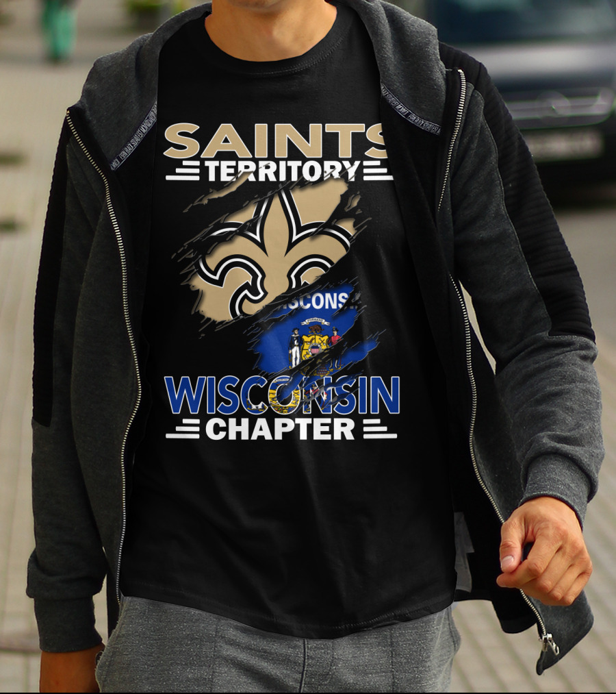 Saints Territory Fleur-de-Lis Wisconsin Flag Chapter T-Shirt
