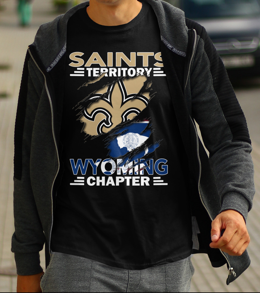 Saints Territory Wyoming Chapter Fleur-de-lis Wyoming Flag T-Shirt