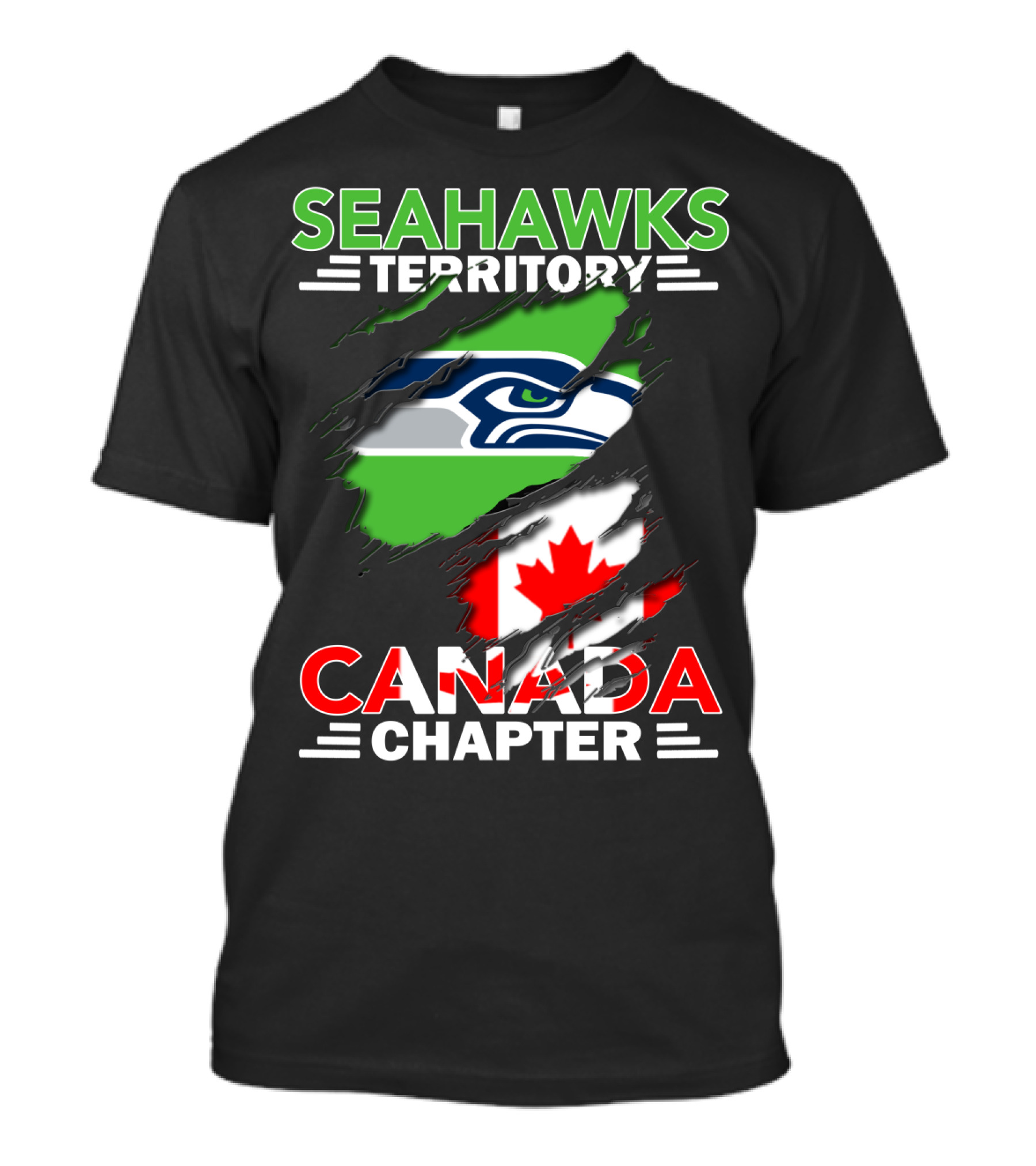 Seahawks Territory Canada Chapter Seahawks Logo With Canadian Flag T-Shirt