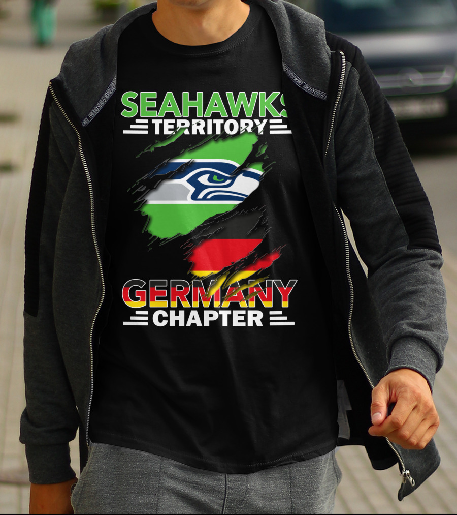 Seahawks Territory Germany Chapter Fan Community Featuring Iconic Team Logo And National Colors T-Shirt