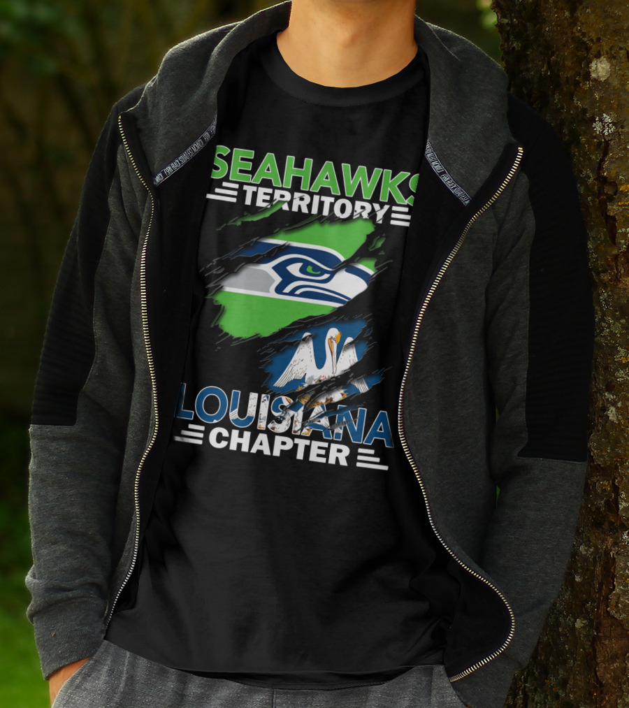 SEAHWKS TERRITORY LOUISIANA CHAPTER Seahawks Logo And Louisiana Flag T-Shirt
