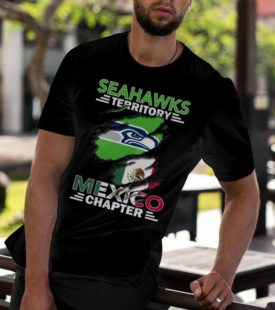Seahawks Territory Mexico Chapter Flag And Logo Fusion T-Shirt