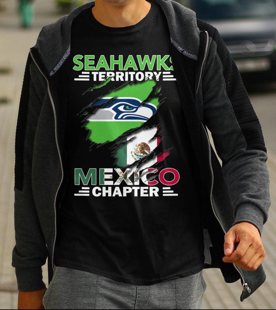 Seahawks Territory Mexico Chapter Flag And Logo Fusion T-Shirt