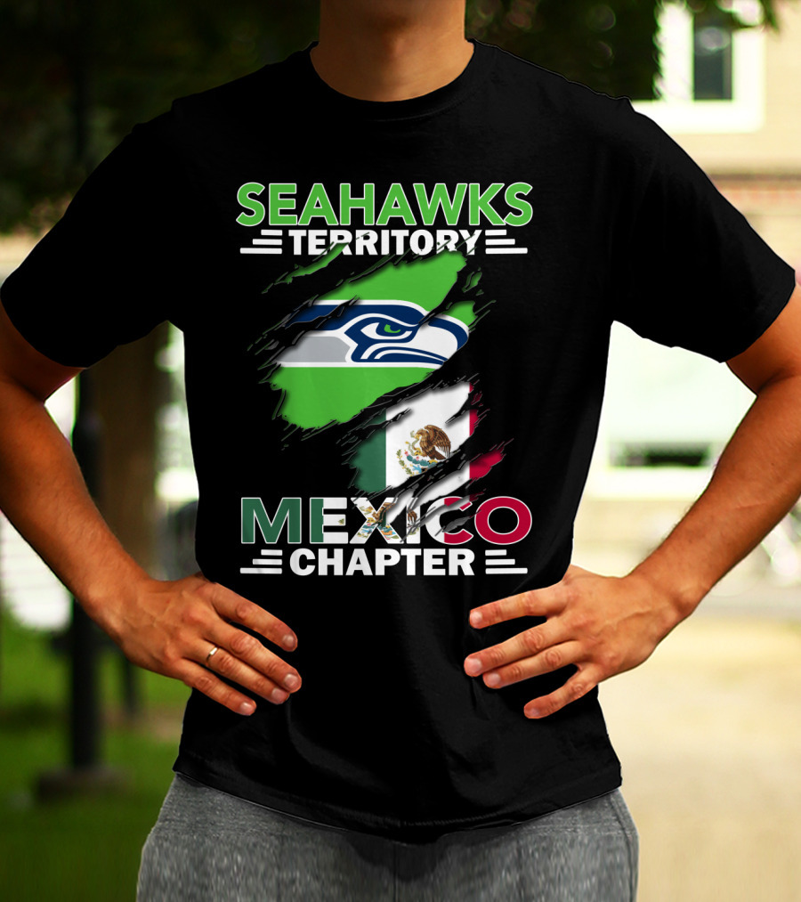 Seahawks Territory Mexico Chapter Flag And Logo Fusion T-Shirt