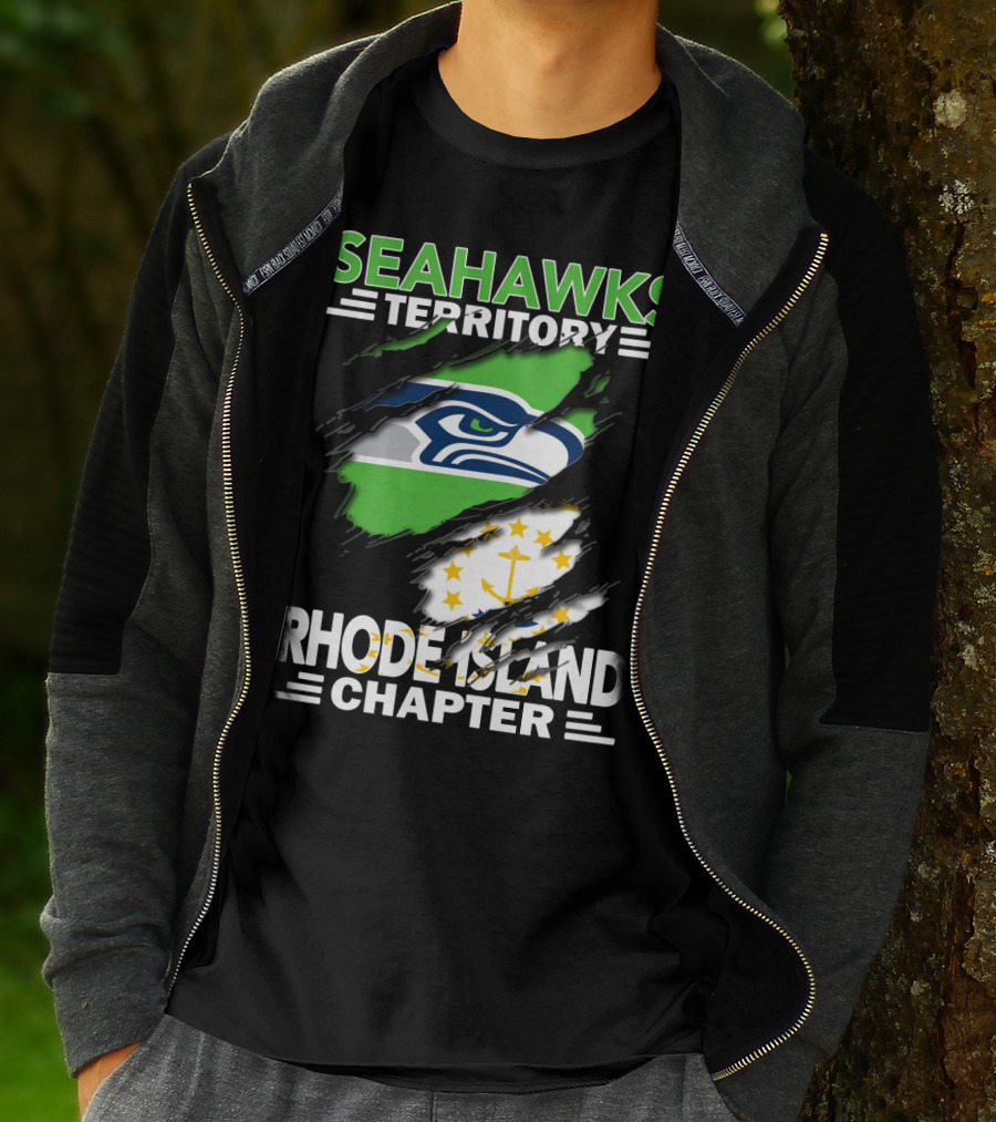Seahawks Territory Rhode Island Chapter Fan Logo And State Flag T-Shirt