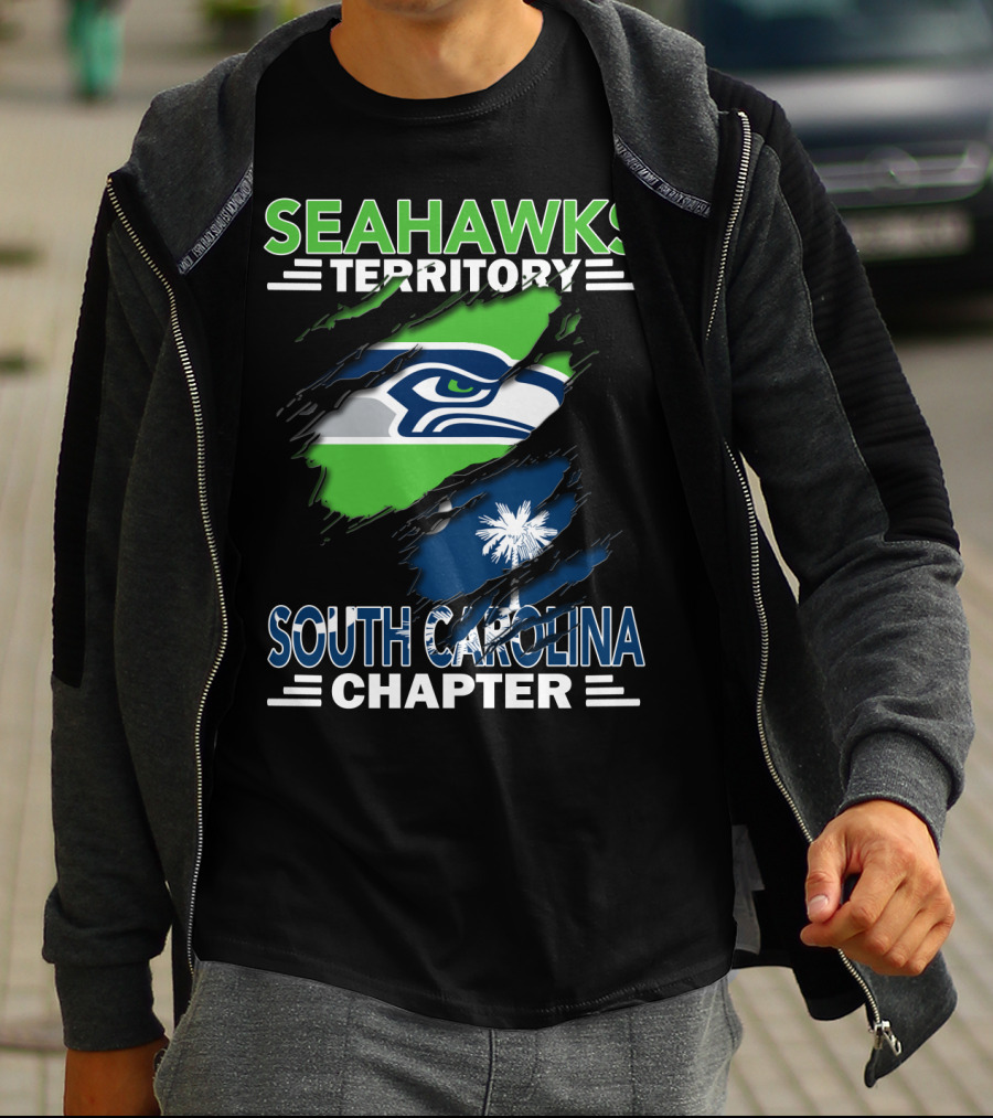 Seahawks Territory South Carolina Chapter Flag Ripped T-Shirt