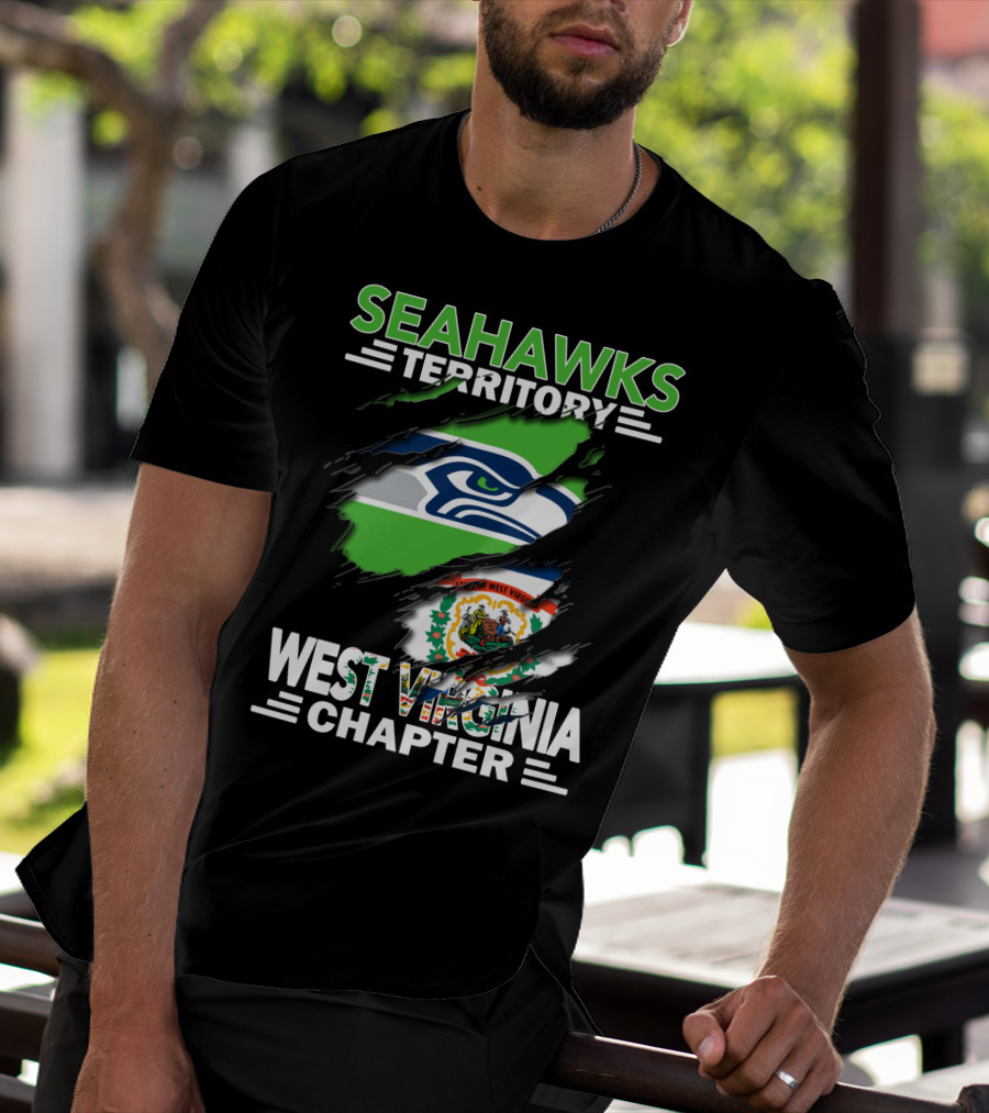 Seahawks Territory West Virginia Chapter With Seahawks Logo And West Virginia State Flag Elements T-Shirt