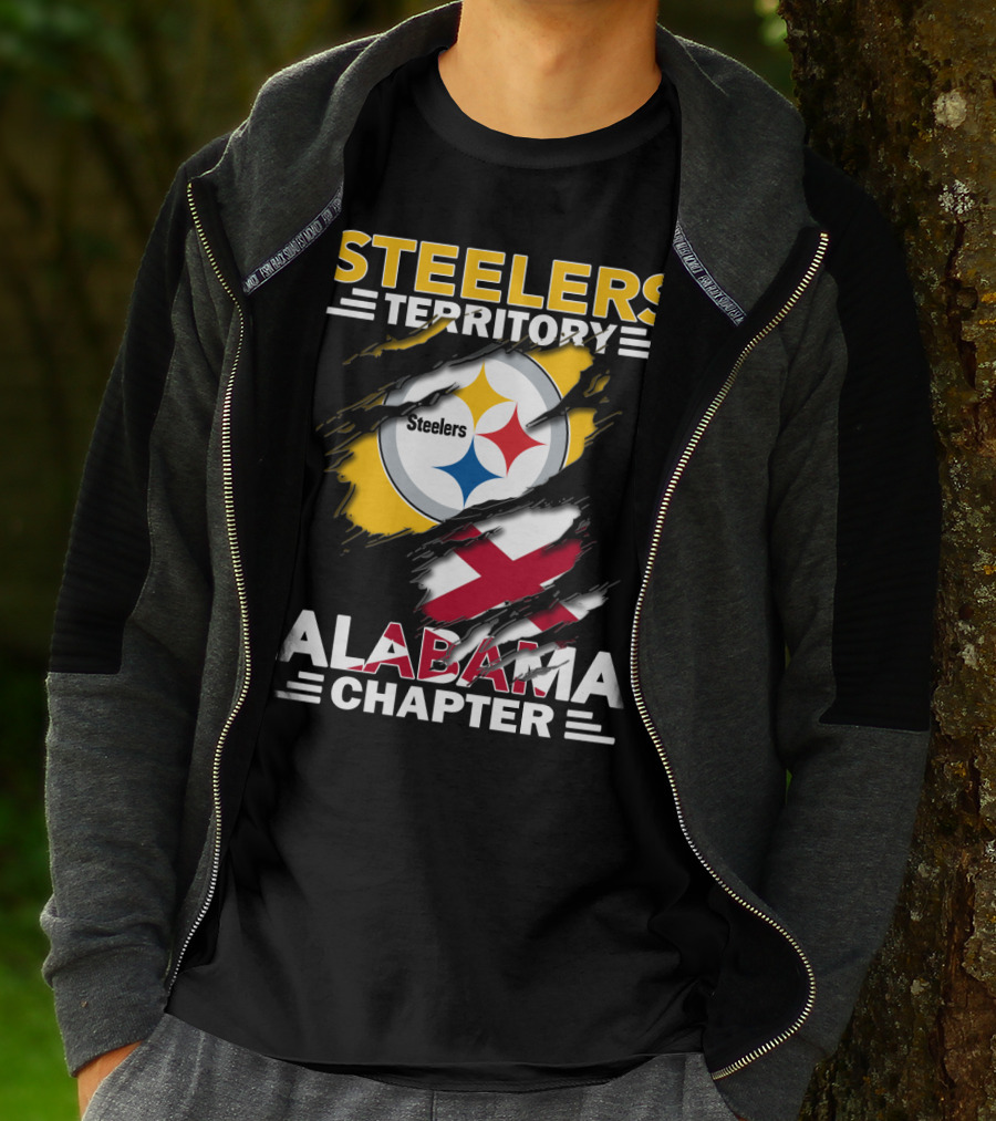 Steelers Territory Alabama Chapter Logo With Steelmark And Alabama Flag Elements T-Shirt