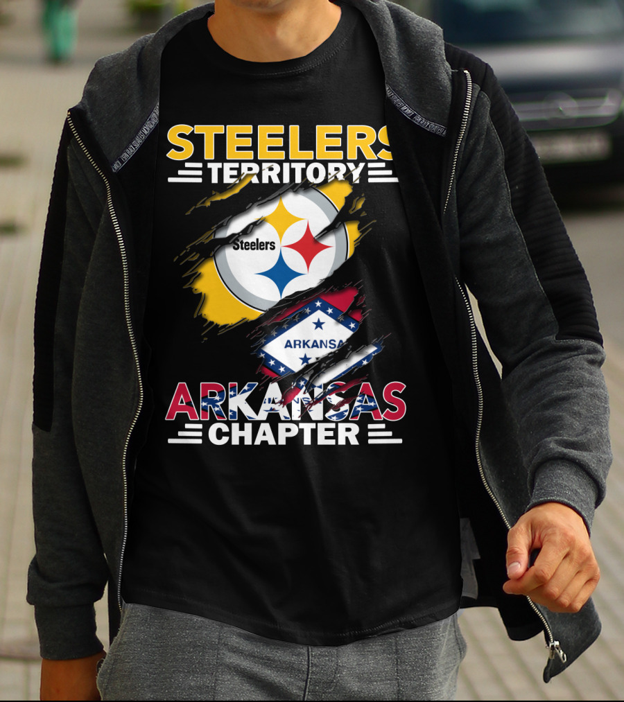 Steelers Territory Arkansas Chapter Steelers Logo Arkansas Flag T-Shirt