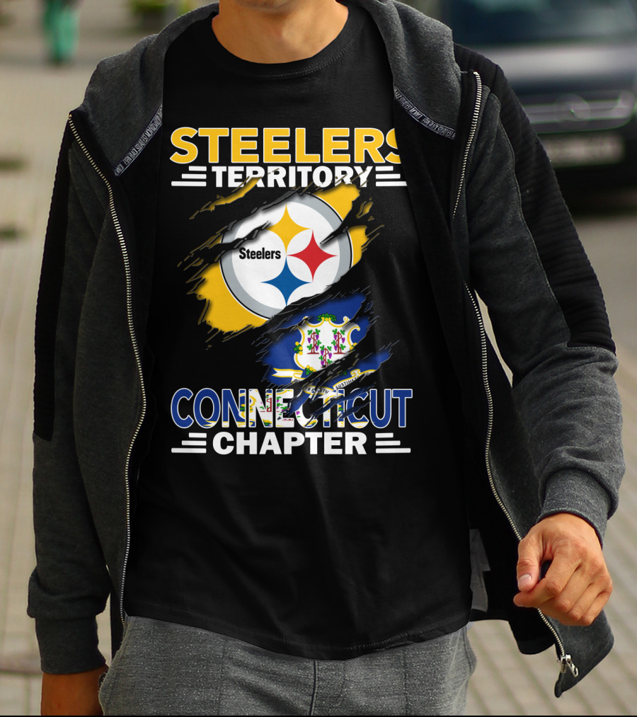 Steelers Territory Connecticut Chapter Steelers Logo Connecticut Flag T-Shirt