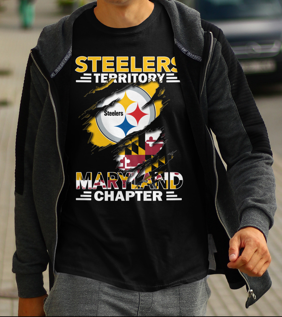 Steelers Territory Maryland Chapter Steelers Logo Maryland Flag T-Shirt