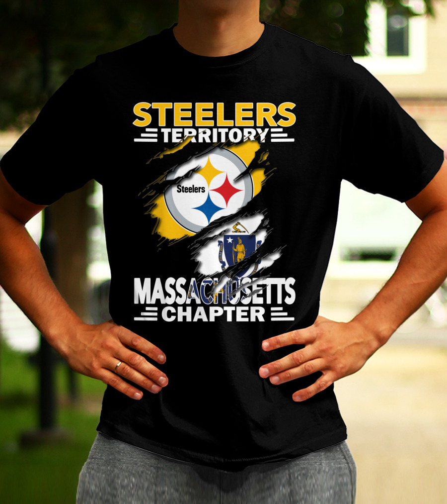 Steelers Territory Massachusetts Chapter Logo With Massachusetts Flag And Steelers Emblem T-Shirt