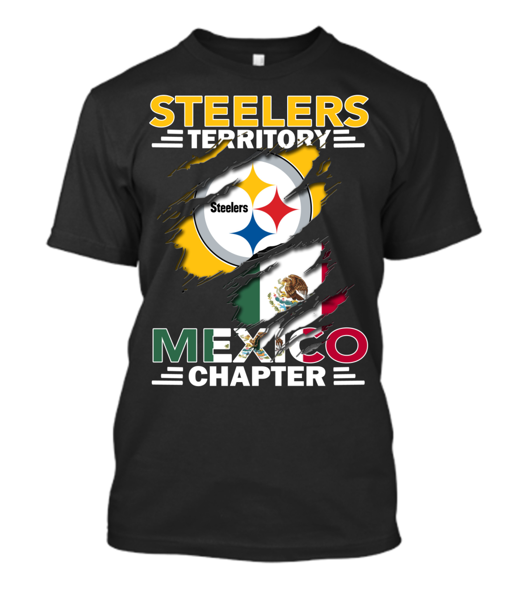 Steelers Territory Mexico Chapter Steelers Logo And Mexican Flag T-Shirt