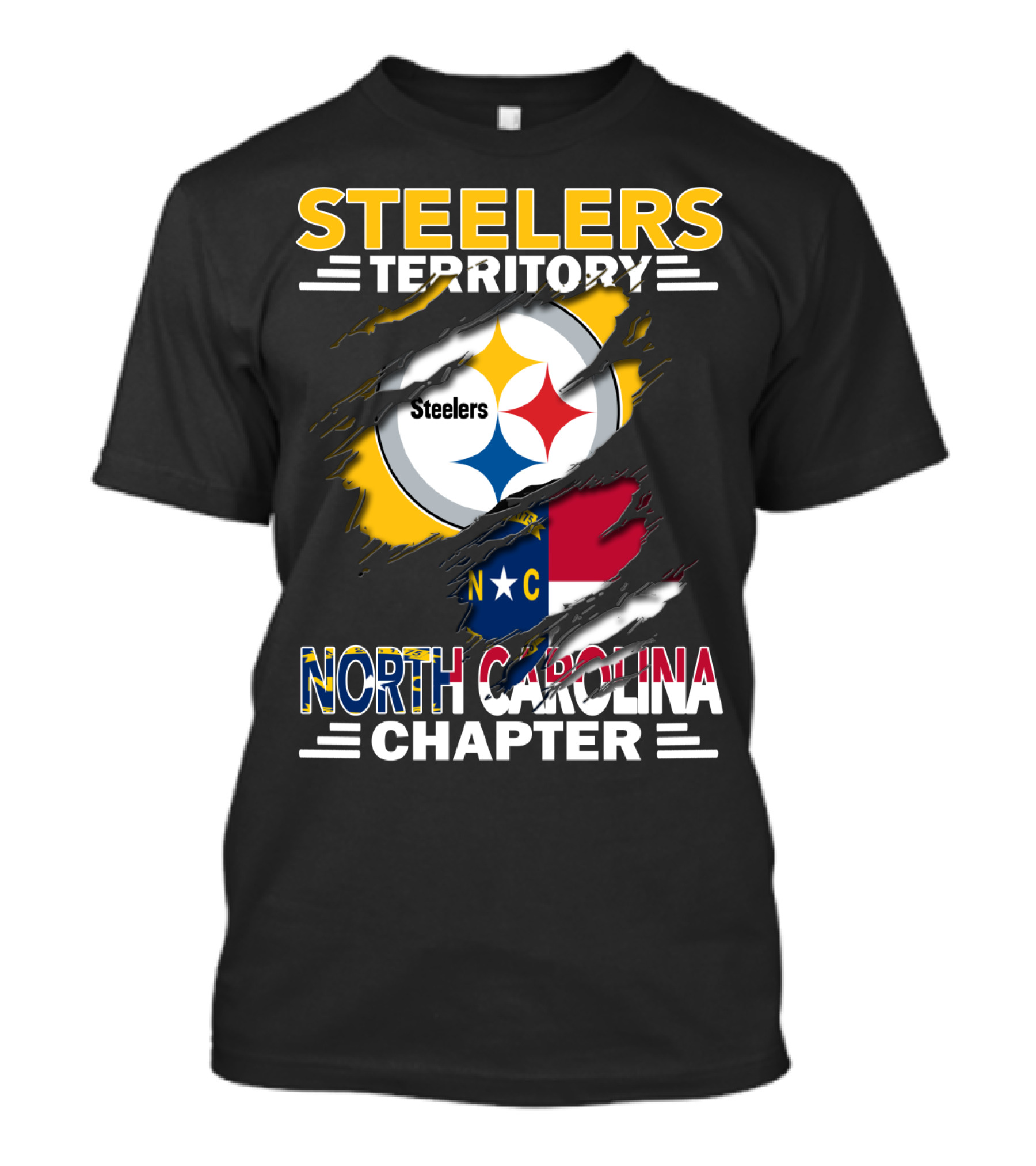 Steelers Territory North Carolina Chapter Steelers Logo And North Carolina Flag T-Shirt
