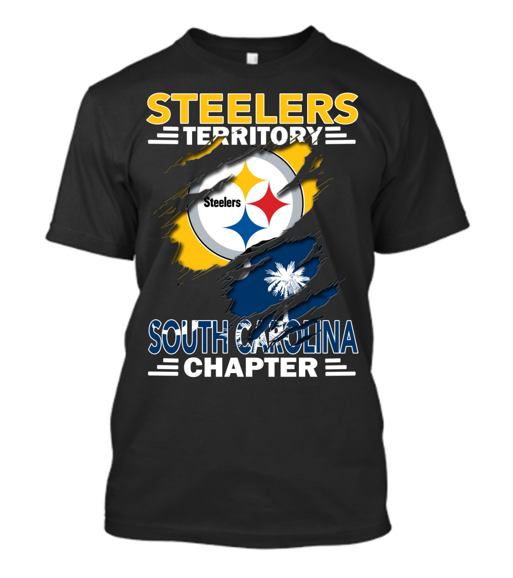 Steelers Territory South Carolina Chapter Steelers Logo Palmetto Flag T-Shirt