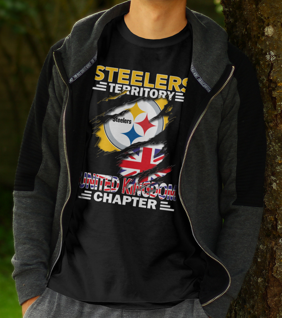 Steelers Territory United Kingdom Chapter Steelers Logo And Union Jack T-Shirt