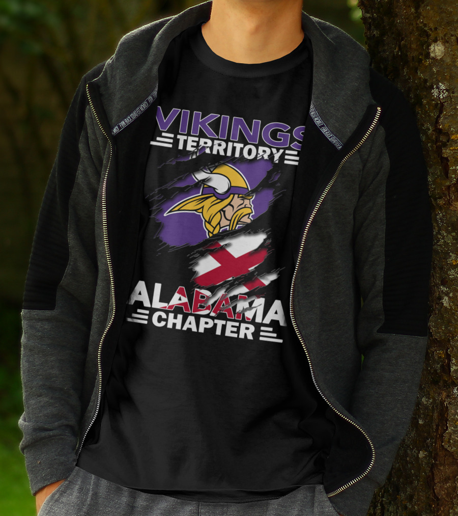 Vikings Territory Alabama Chapter Norse Warrior Emblem With Alabama State Flag T-Shirt